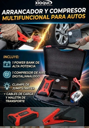 Kit de Emergencia HIGH POWER: Arrancador + compresor + power bank - XIO16X